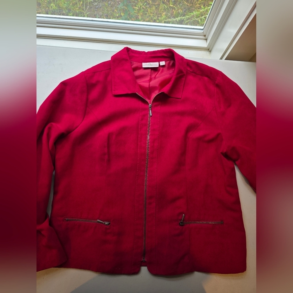 Studio Works Women's Vibrant Red Bomber Jacket - Picture 2 of 9